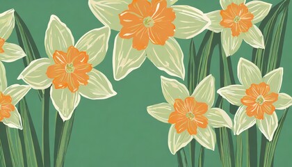simple illustration of daffodil flowers background banner
