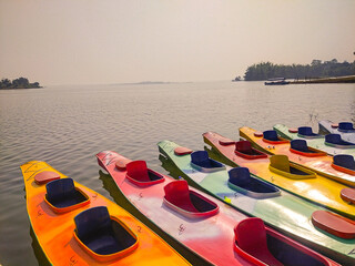 colorful boats on the river