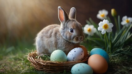 easter bunny with eggs