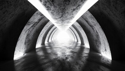 empty elegant modern grunge dark reflections concrete underground tunnel room with bright white lights background wallpaper 3d rendering - obrazy, fototapety, plakaty