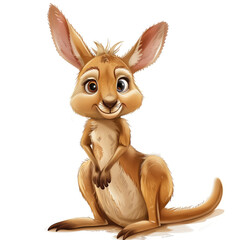 Cute Funny Cartoon Kangaroo, Illustration for Children Book, Generative AI