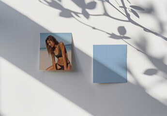 Sticky Photo Mockups On The Wall, Generative ai