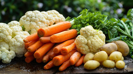Mix vegetable like carrot cauliflower potato beans - obrazy, fototapety, plakaty