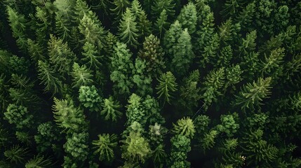 Dense Forest Canopy from Above, Nature and Environment Theme - obrazy, fototapety, plakaty