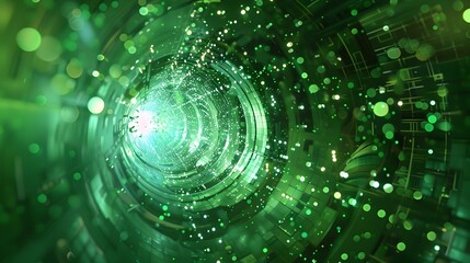 Green Tech Data Tunnel, Abstract Digital Network Concept