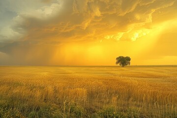 After the violent storm, the sky transformed into a breathtaking canvas of yellow, with shades...