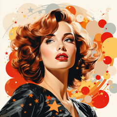 woman in pop art illustration, in the style of golden age illustrations, illustration --ar 1:1...