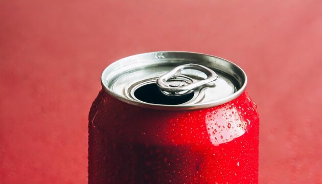red soda can on a red background