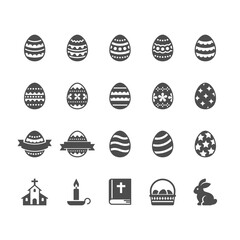 Easter eggs flat icons. Pixel perfect.