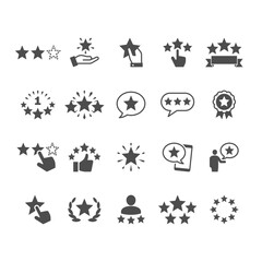 Star rating flat icons. Pixel perfect.
