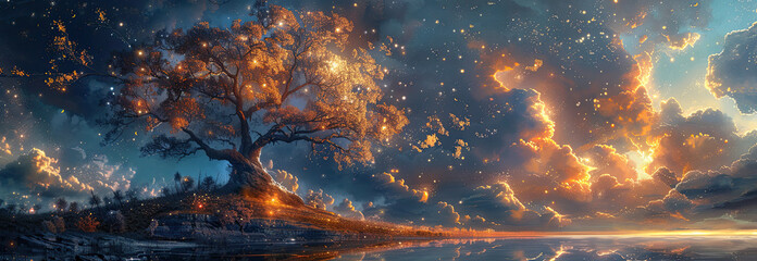 A Spectacular speed of light on the Horizon wallpaper, in the style of surreal 3d landscapes