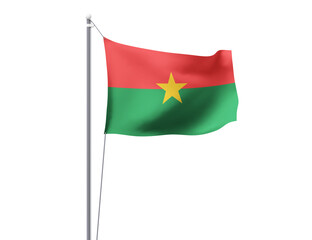 Burkina Faso national flag waving isolated on white background.