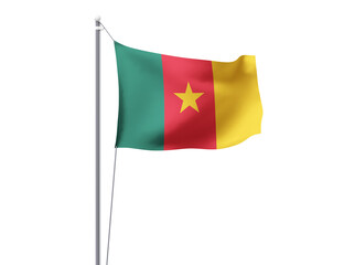 Cameroon national flag waving isolated on white background.