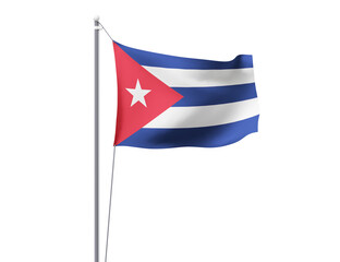 Cuba national flag waving isolated on white background.
