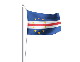 Cape Verde Islands national flag waving isolated on white background.