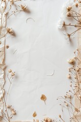 a mock-up of paper and flowers in the brown and bronze style on a white background