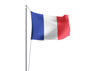 France national flag waving isolated on white background.