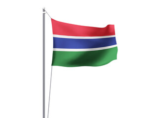 Gambia national flag waving isolated on white background.