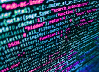 Programming code abstract technology background of software developer and Computer script. Code of...