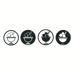 Ice cream icon set. Choclate icecream scoop in a bowl Vector
