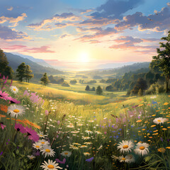 A peaceful meadow filled with wildflowers.