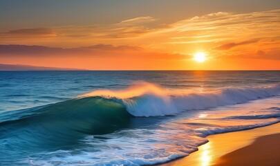 Water wave beach with sun light 