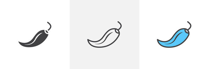 Chilli Isolated Line Icon Style Design. Simple Vector Illustration