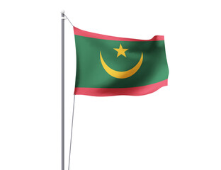 mauritania national flag waving isolated on white background.