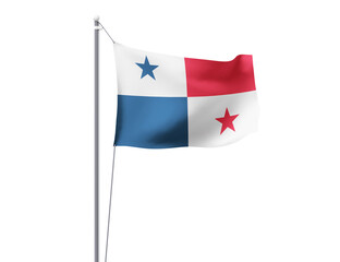 Panama national flag waving isolated on white background.