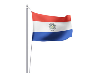 Paraguay national flag waving isolated on white background.