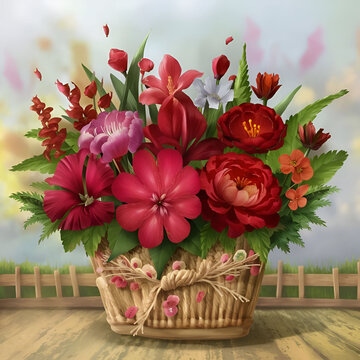 The emotions evoked by the sight of this stunning bouquet of colorful flowers. AI generative image.