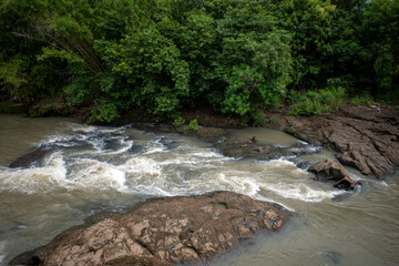 Sungai Opak, Opak river flow in Yogyakarta, Indonesia after raining