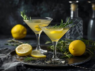Yellow martini cocktail