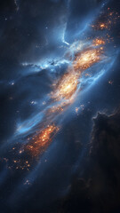 Starfield with nebula. Illustration based on a composite of Hubble Space Telescope imagery, ai...