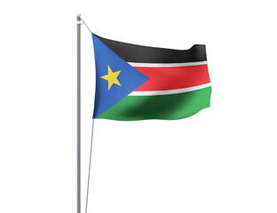 Obraz premium South Sudan national flag waving isolated on white background.