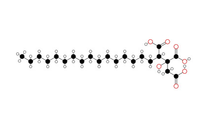 agaric acid molecule, structural chemical formula, ball-and-stick model, isolated image agaricin