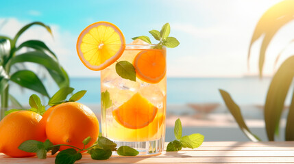 summer cocktail with orange and lemon