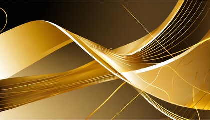 abstract golden background with smooth wavy lines created with technology