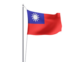 Taiwan national flag waving isolated on white background.