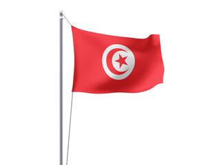 Tunisia national flag waving isolated on white background.
