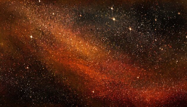 black dark orange red brown shiny glitter abstract background with space twinkling glow stars effect like outer space night sky universe rusty rough surface grain