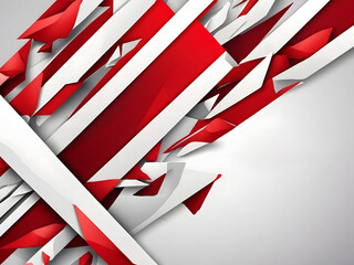 A set of three banners with red and white shapes, computer graphics design.