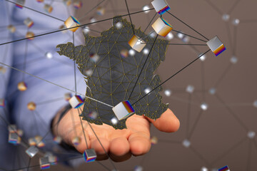 modern france map of the country 3d