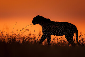 leopard in the sunset