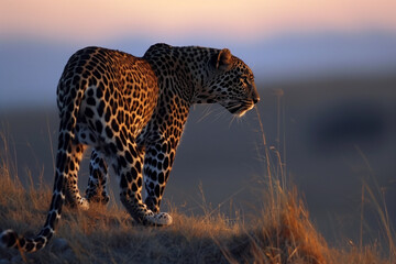 leopard in the sunset