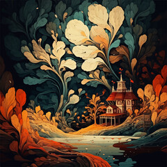 bright colorful illustration - Dream House - 756498190
