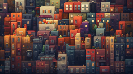 bright colorful illustration - city, houses