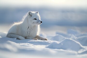 Arctic fox in snowy landscape