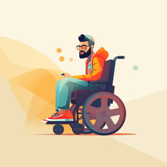 Illustration - man in a wheelchair - 756499574
