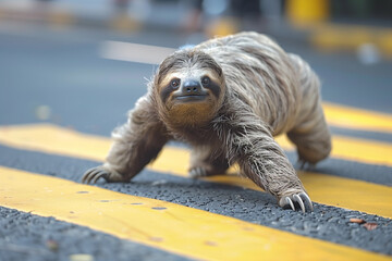 Sloth crossing the Road